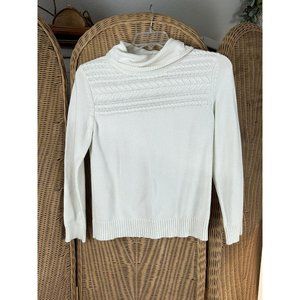 jones new york sweater ivory cowl petite medium